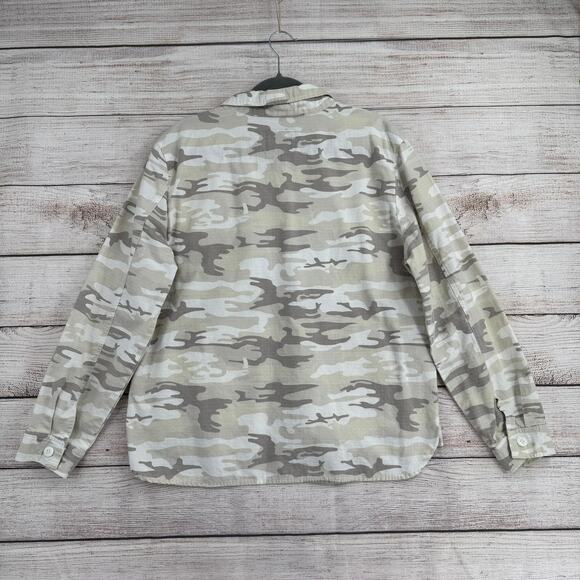 Sanctuary Military Camouflage Ripstop Button Down Shacket Jacket Womens XL Beige - Picture 2 of 13